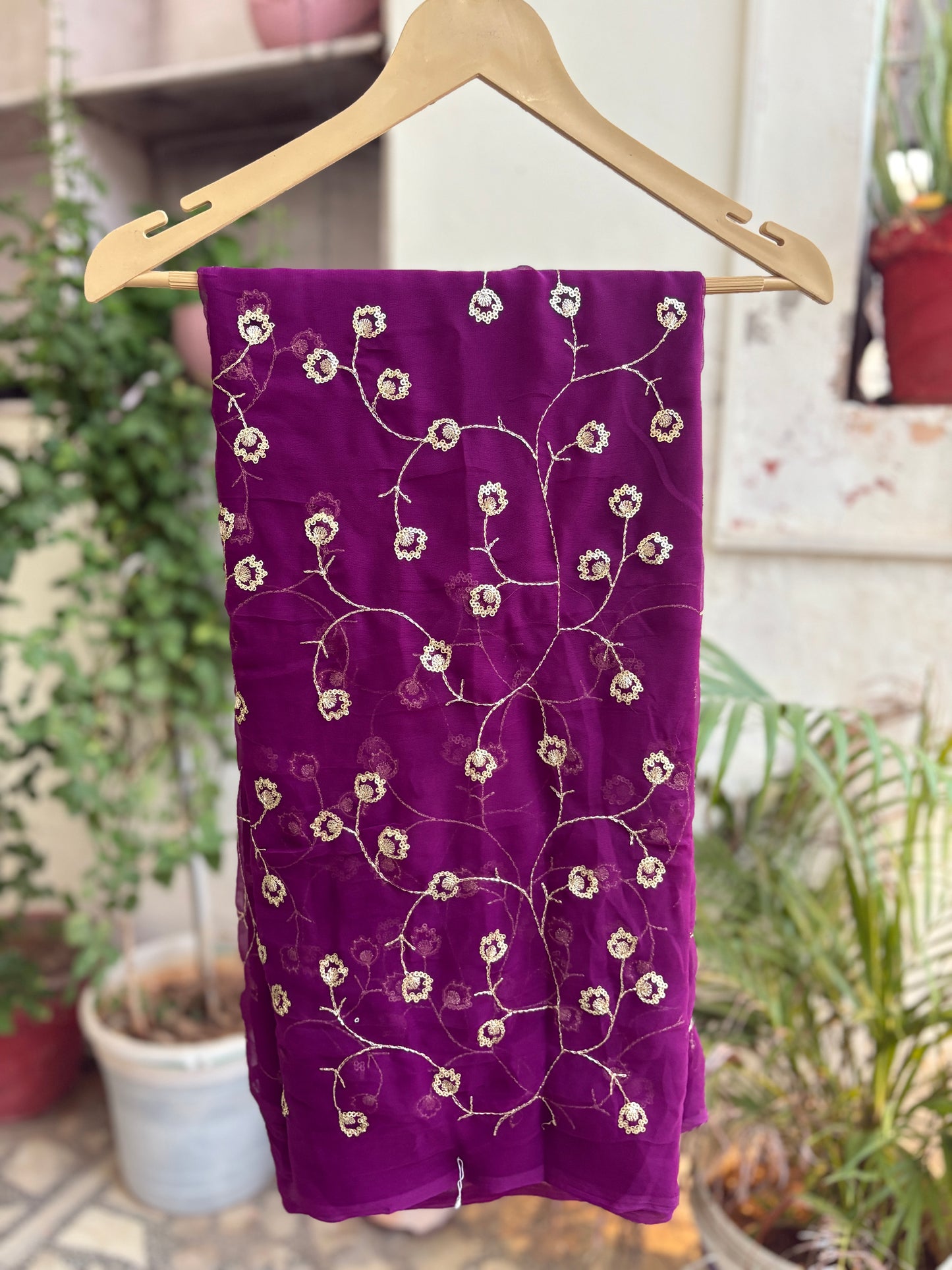 Wine in zari work Anvi
