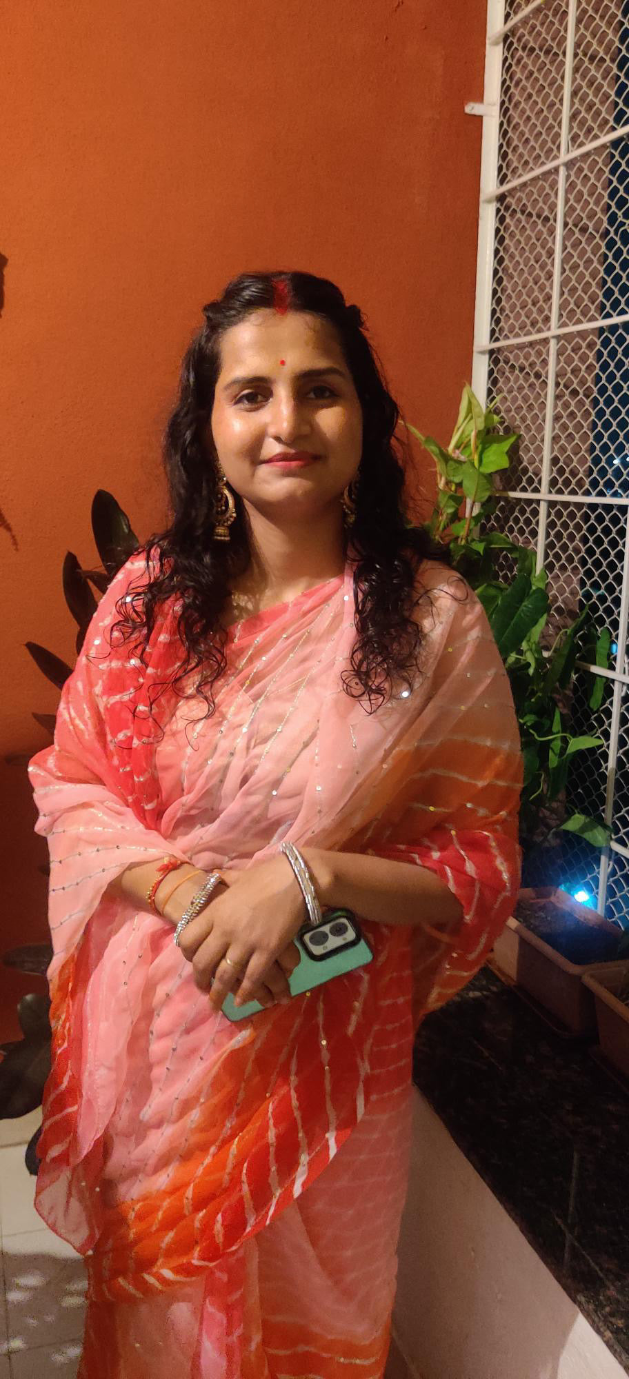 Four colour Shaded Lehriya Zari Work