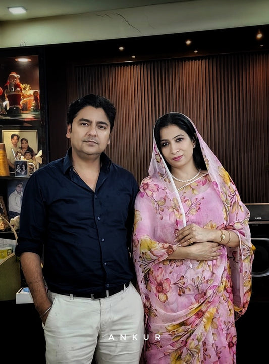 Light Pink Flower Isha Pure Chiffon