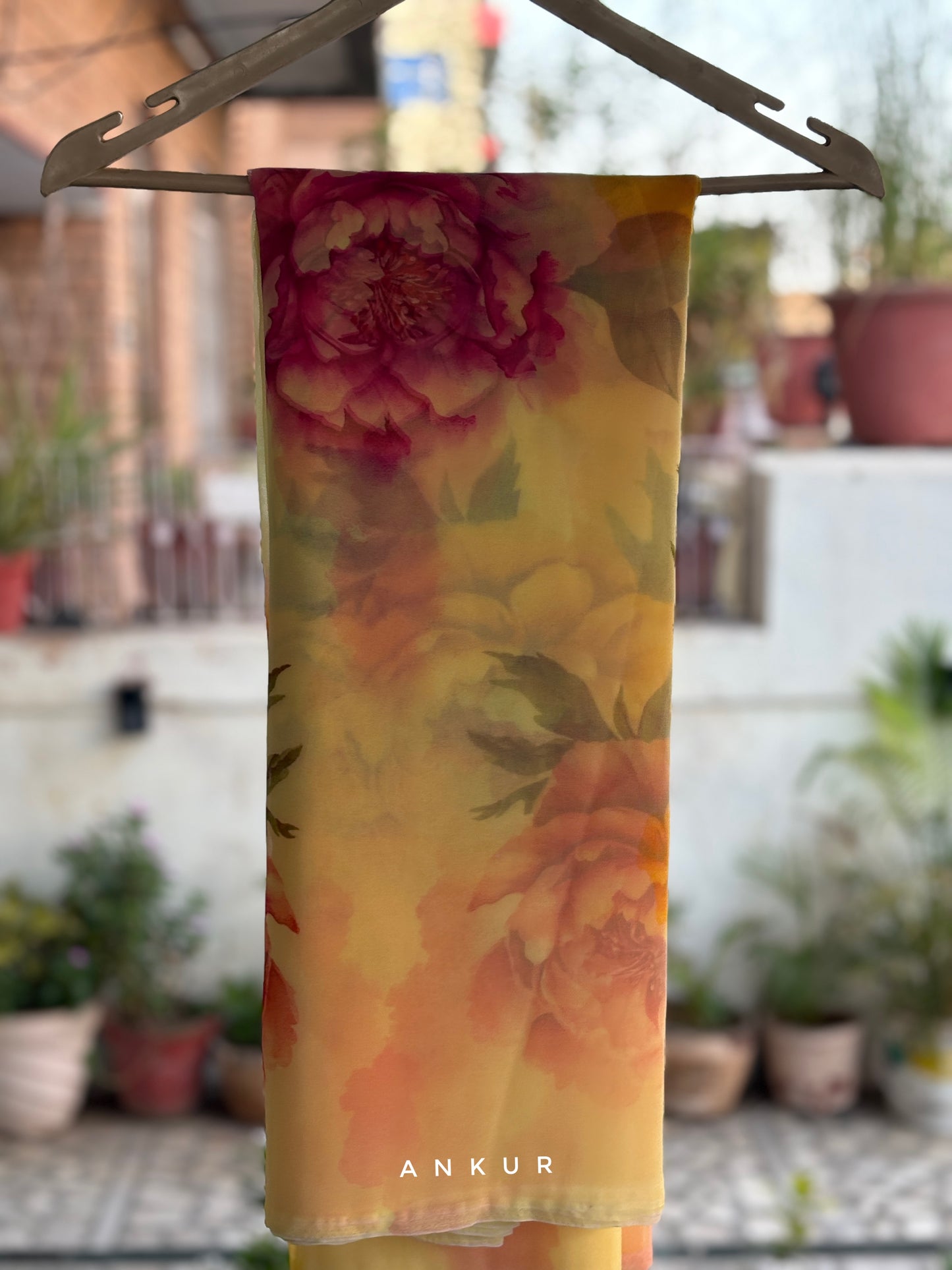 Yellow Double Colour Flower Print