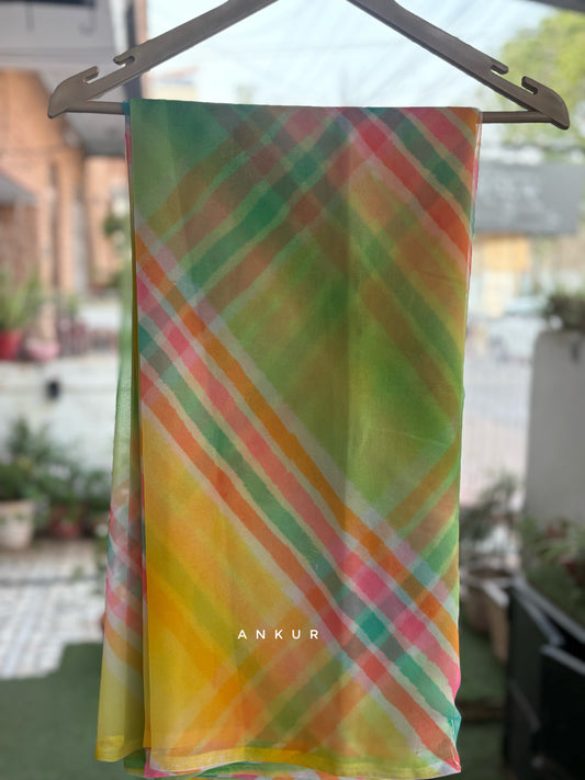 Pink with Green Lehriya