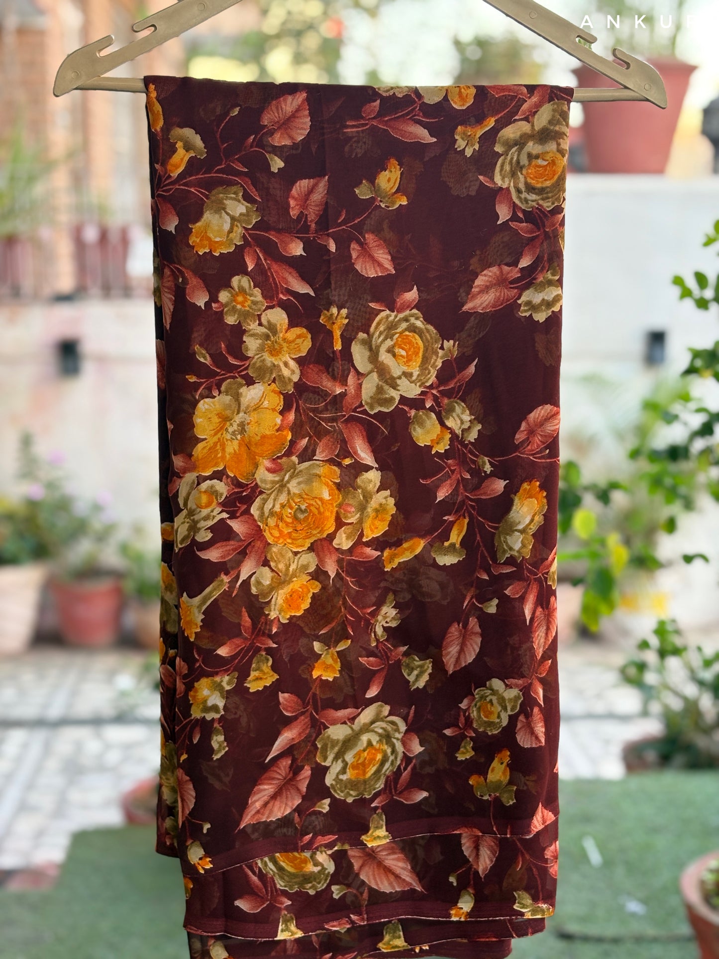 Royal mehroon Golden Flower Latika Saree