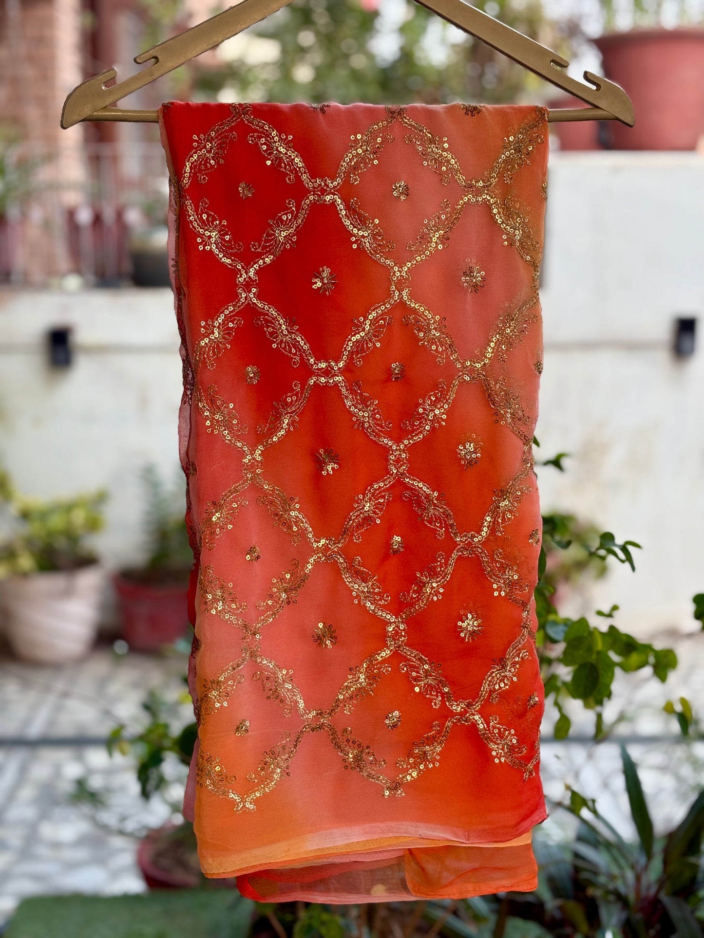Peach and Orange Shaded Yamini