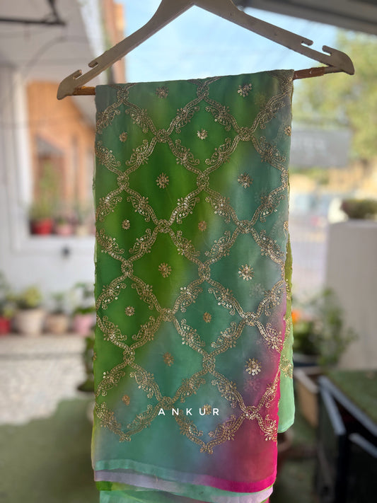 Shaded Purple Green tone multi Shade Yamini