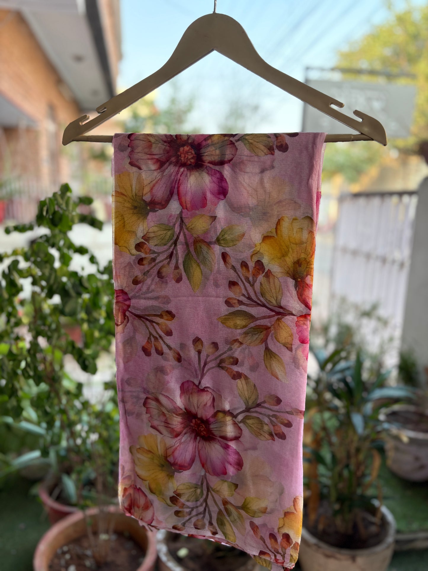 Light Pink Flower Isha Pure Chiffon