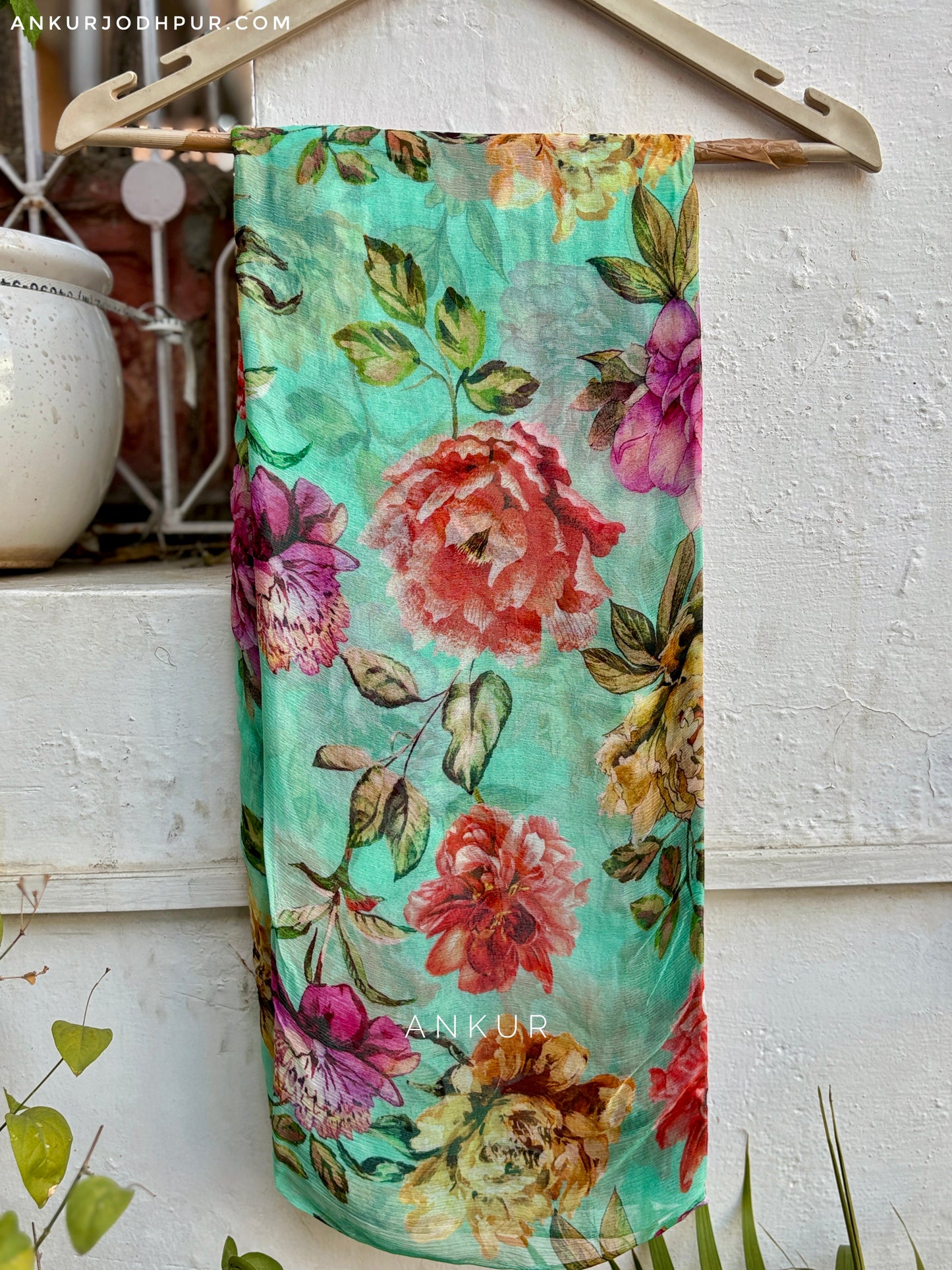 Tropical Aqua Bloom Isha Pure Chiffon