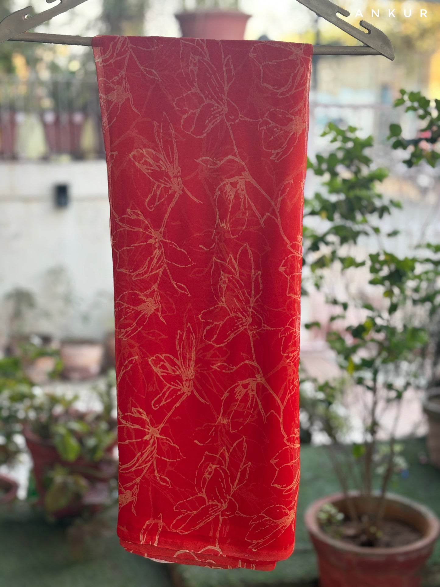 Coral Peach Double Shaded Rajwadi