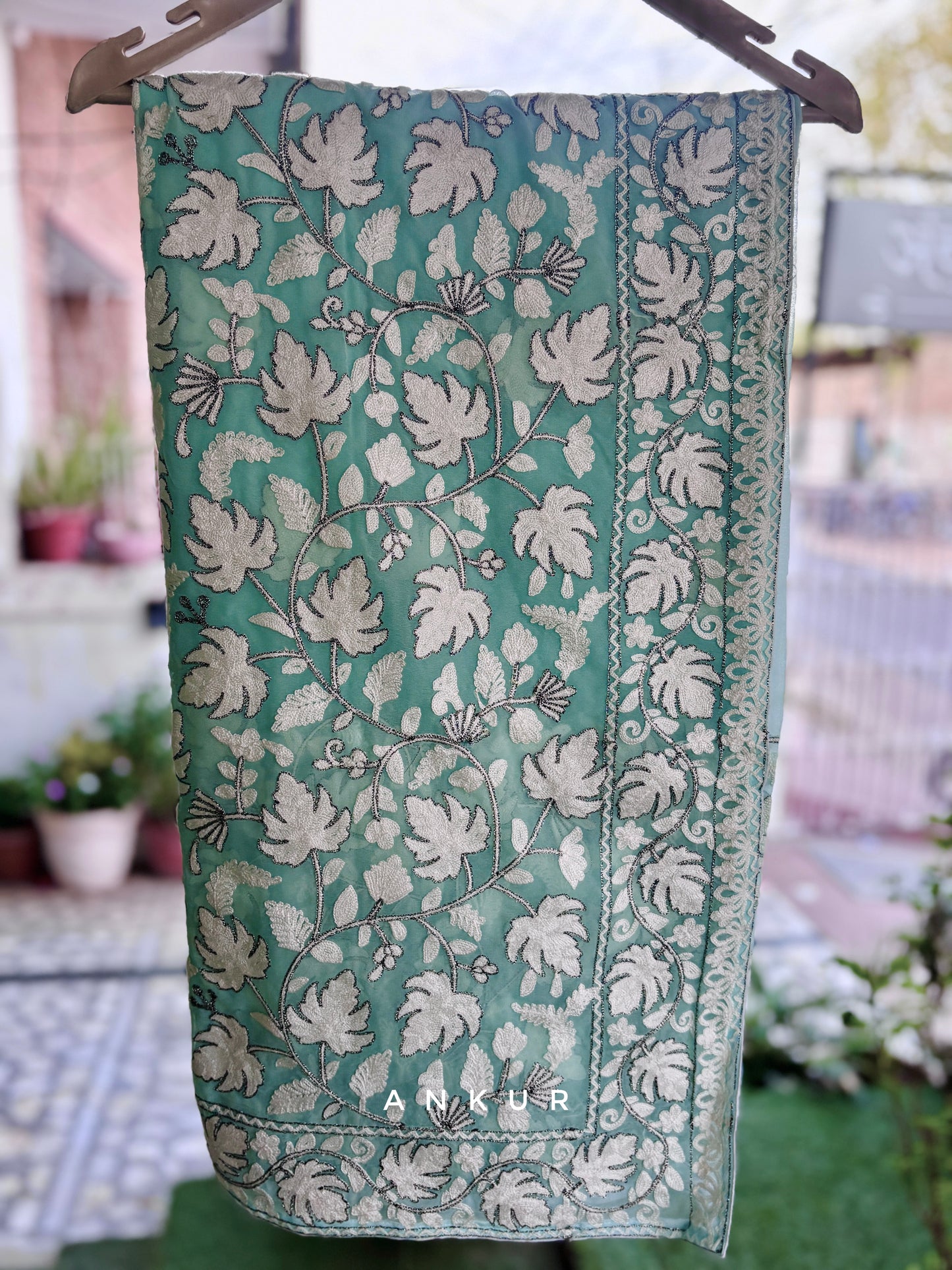 Sea Green Kashmiri Ari work