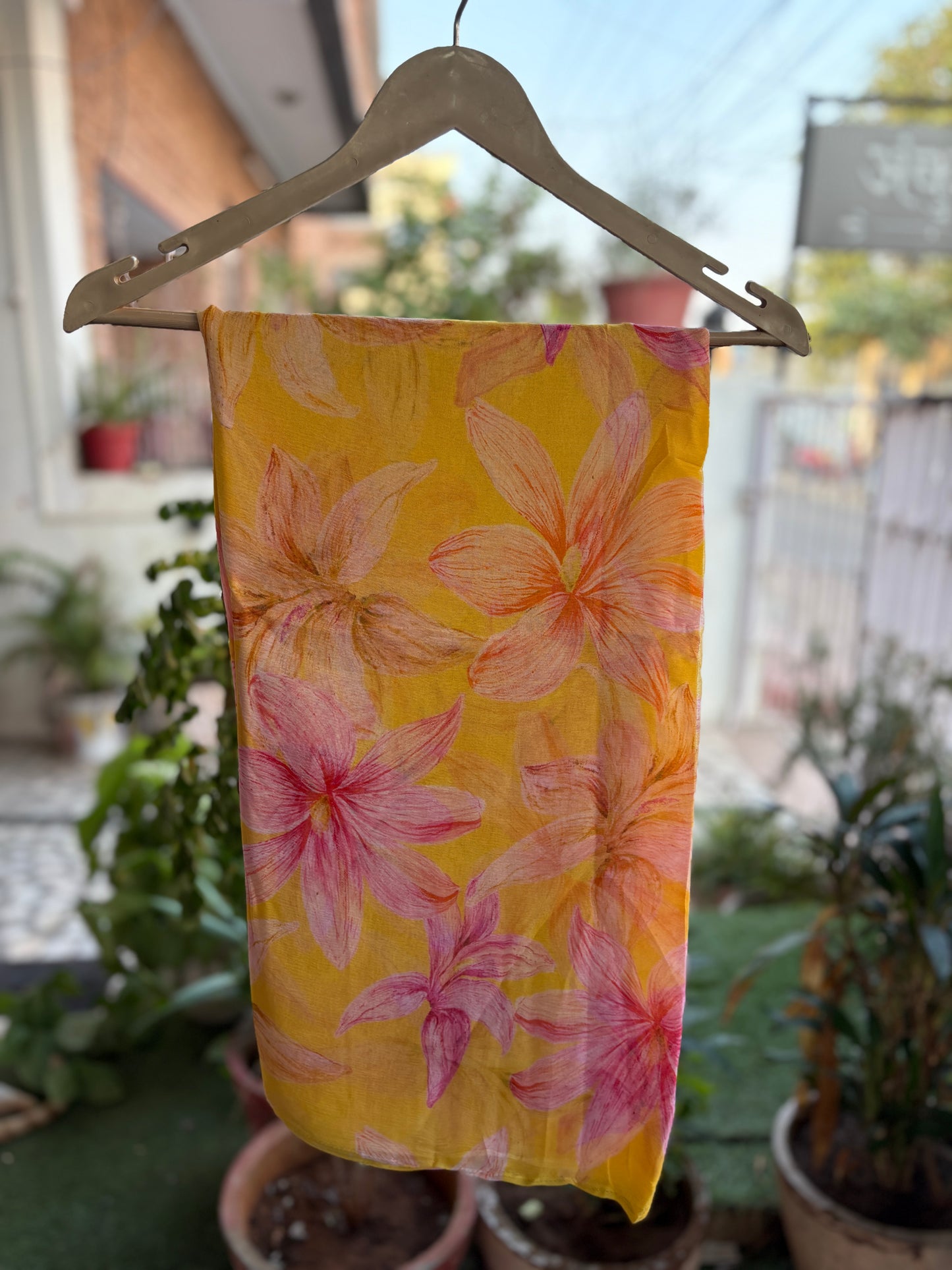 Light Yellow Flower Isha Pure Chiffon