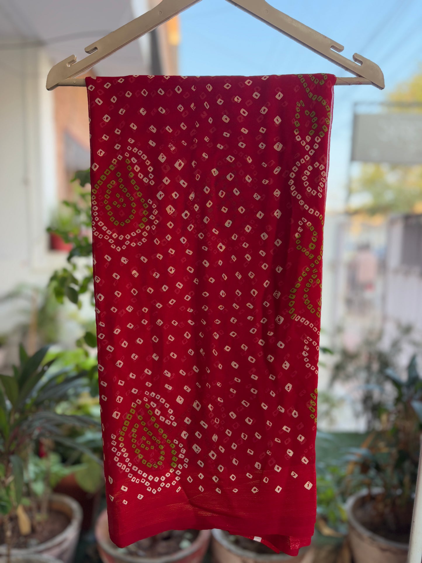 Red Bandhani Saree latika