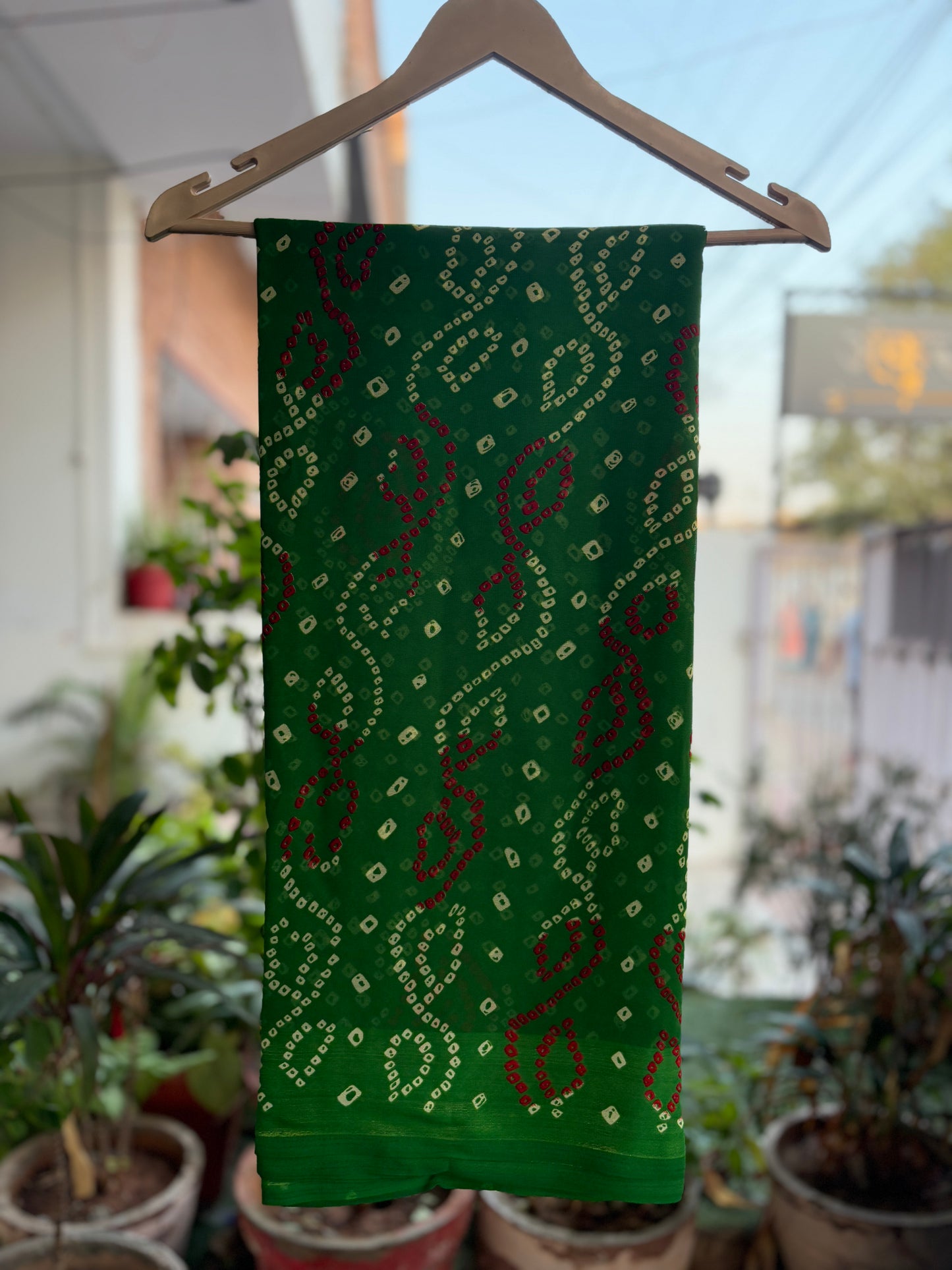 Green Bandhani Saree latika