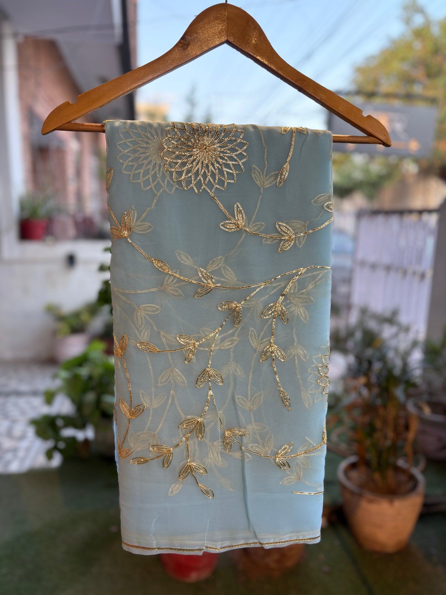 Sky Blue in Jaal work Anvi
