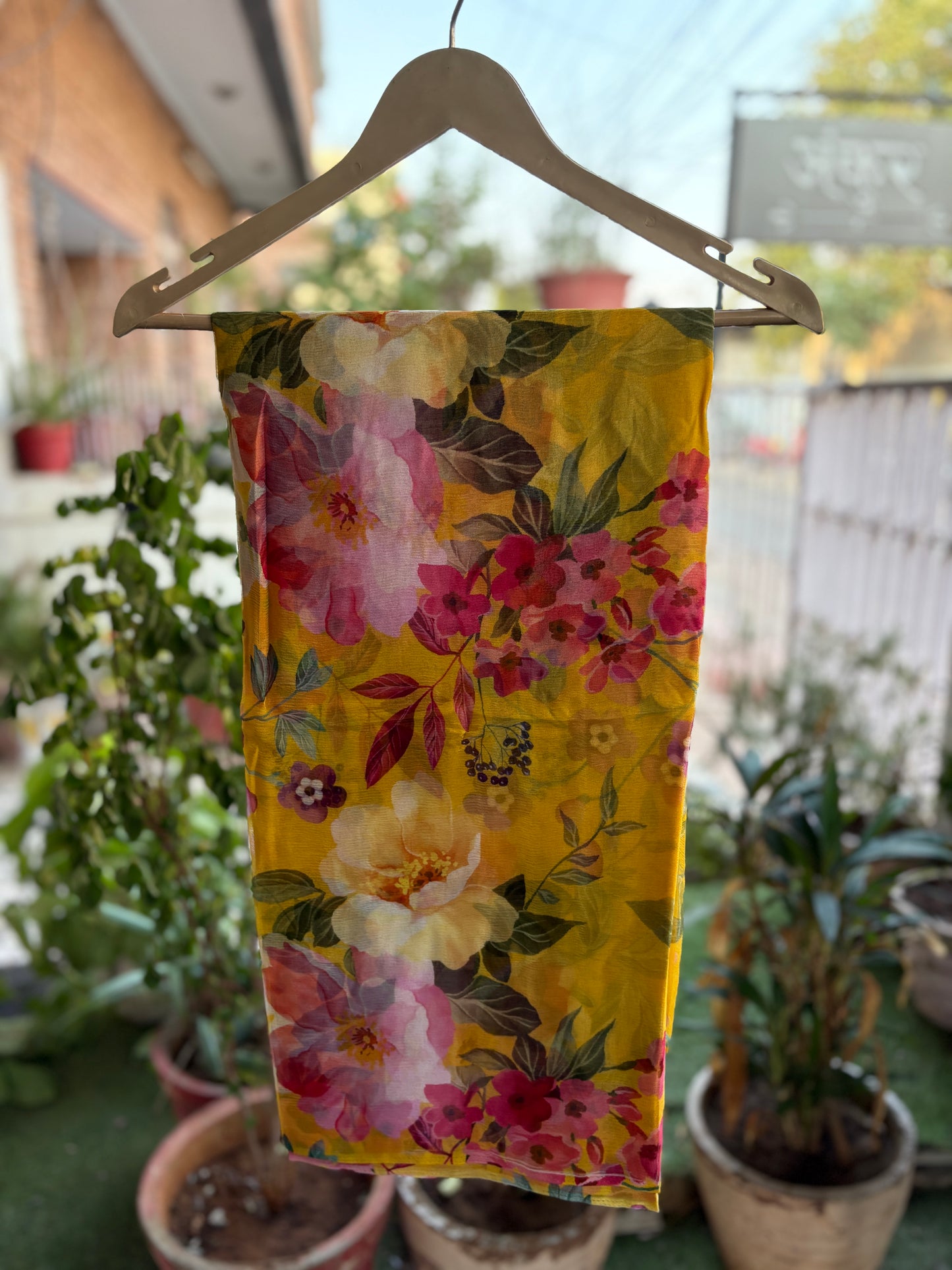 Yellow Flower Isha Pure Chiffon