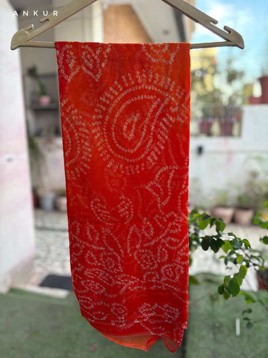 Bandhani Orange shade Isha Pure Chiffon
