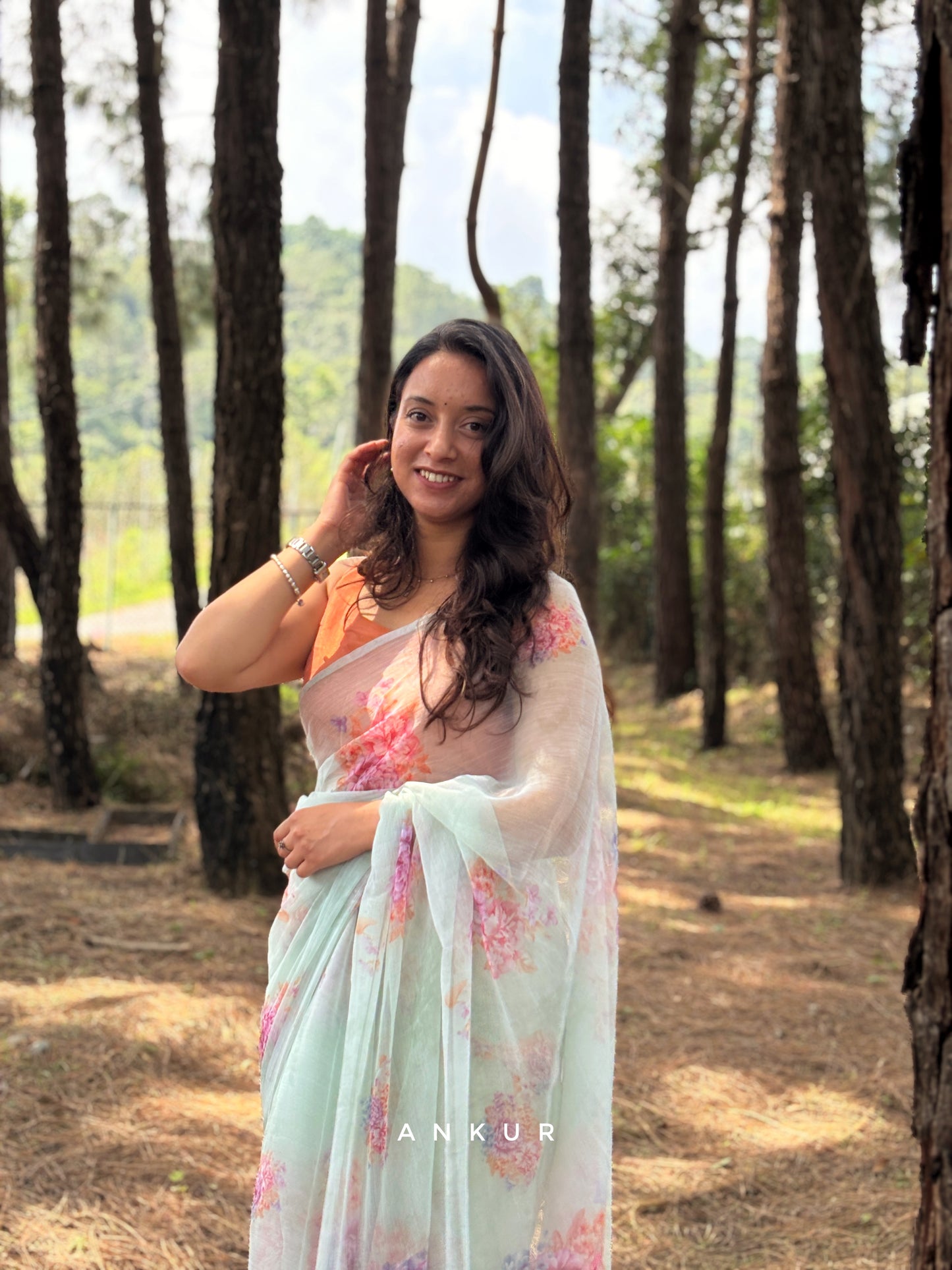 Sea Shell Green Vintage Isha Chiffon