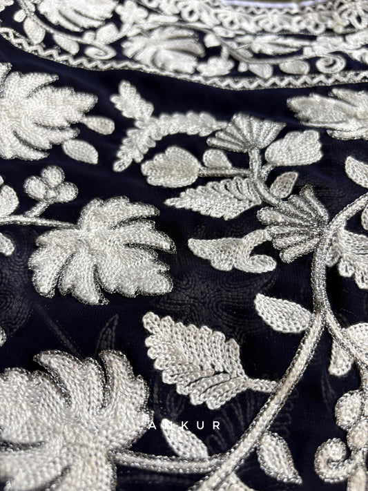 Black&cool white Kashmiri Ari work