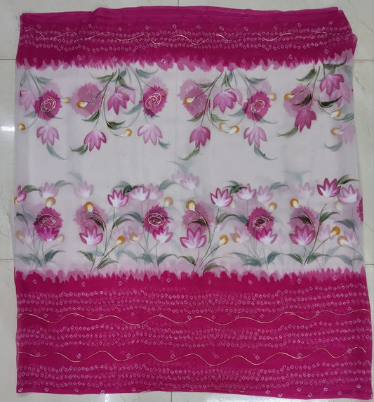 Hand Painted Gulabi Faganiya Saree