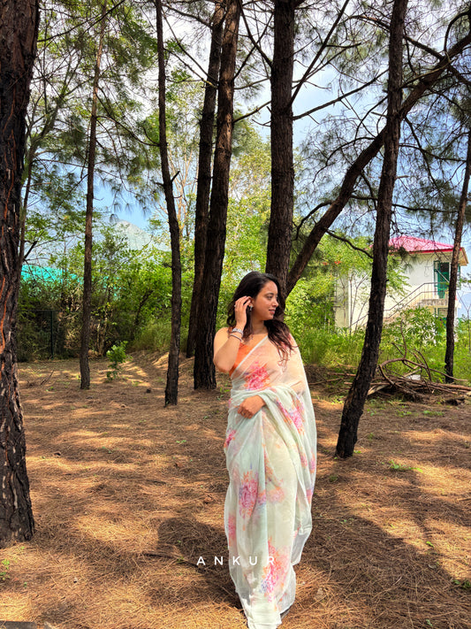 Sea Shell Green Vintage Isha Chiffon