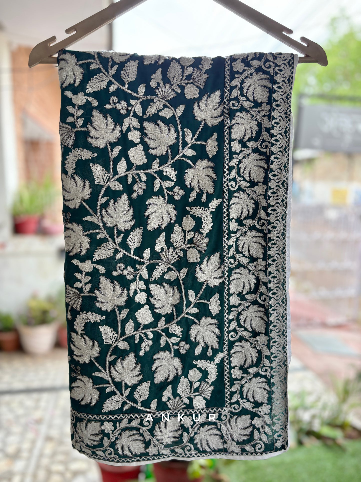 Teal Green Kashmiri Ari work