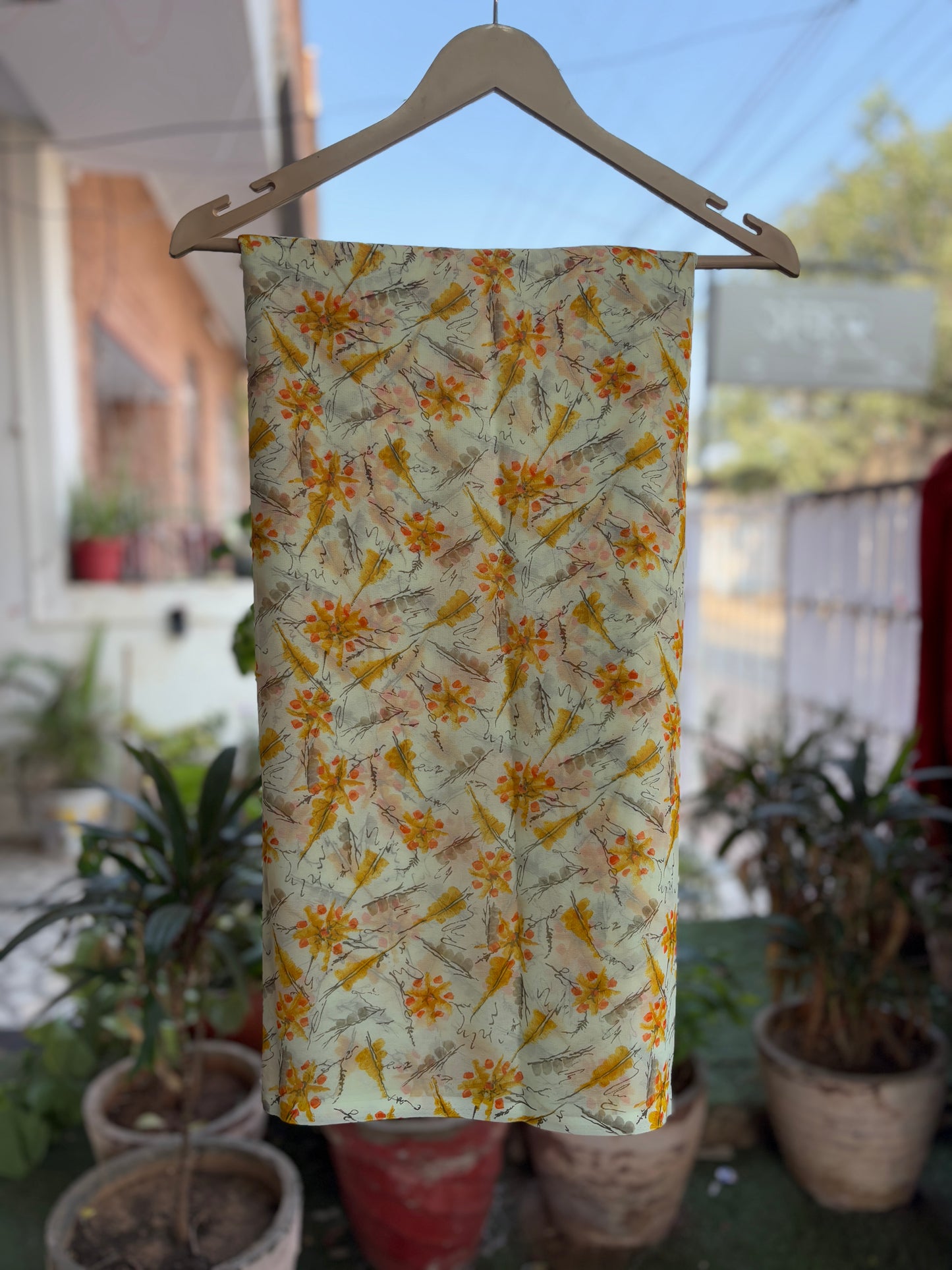 Cream with yellow Latika Saree