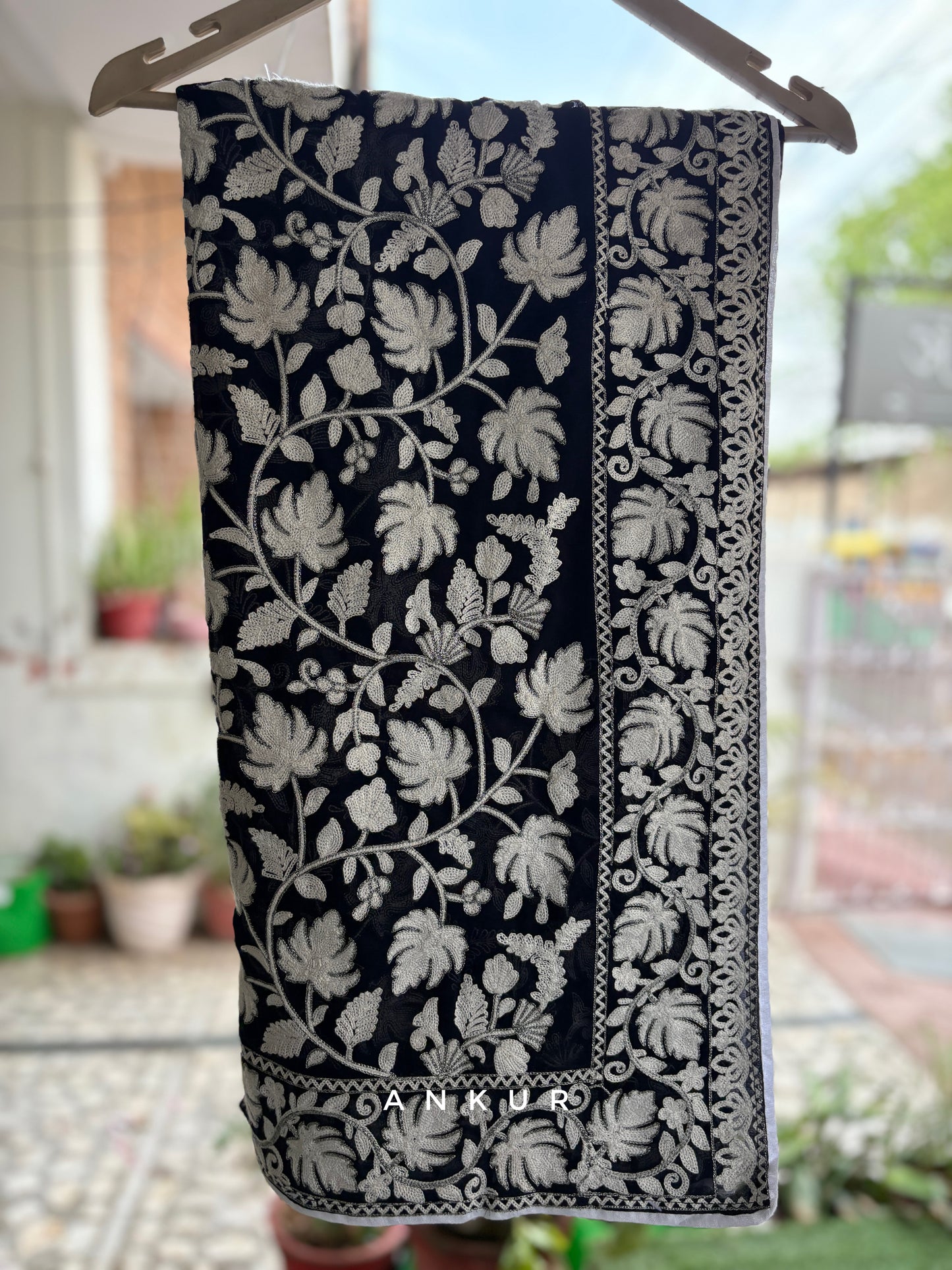 Dark Navy Blue Kashmiri Ari work