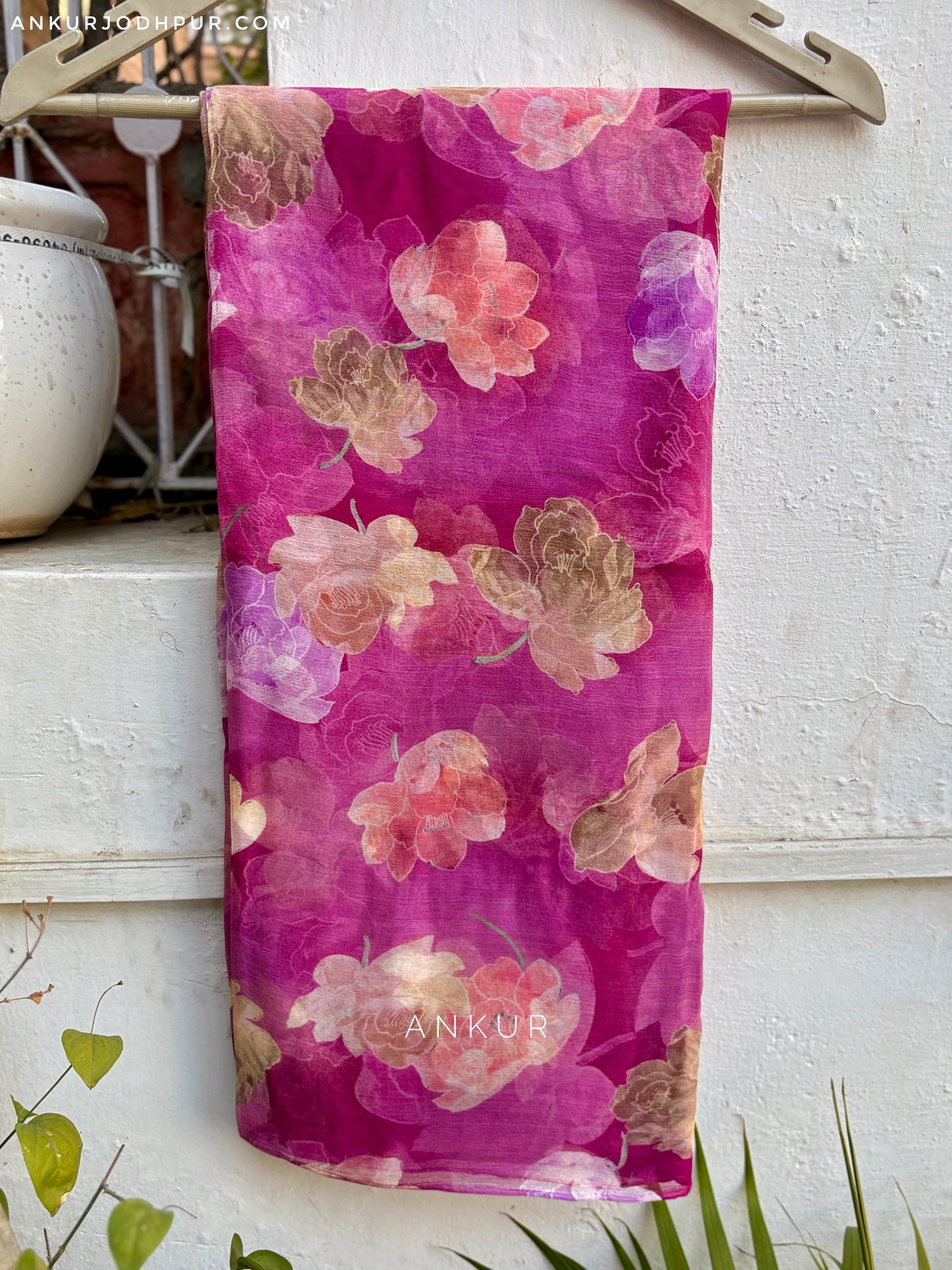 Magenta Dream Petals Isha Pure Chiffon