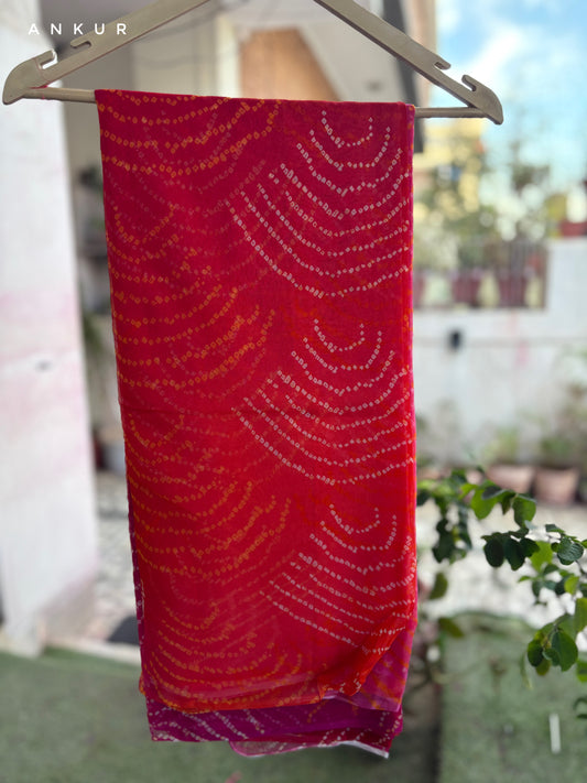 Bandhani rani shade Isha Pure Chiffon