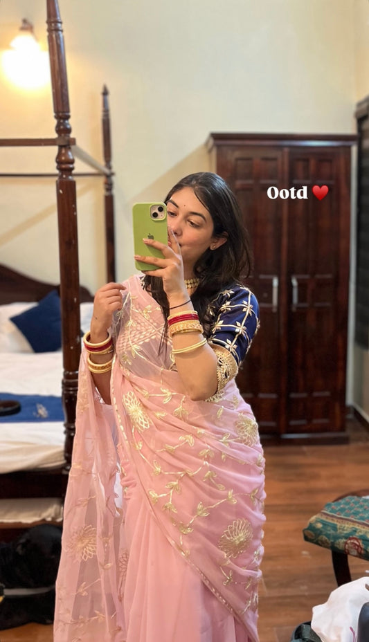 Peach Pink in Jaal work Anvi on