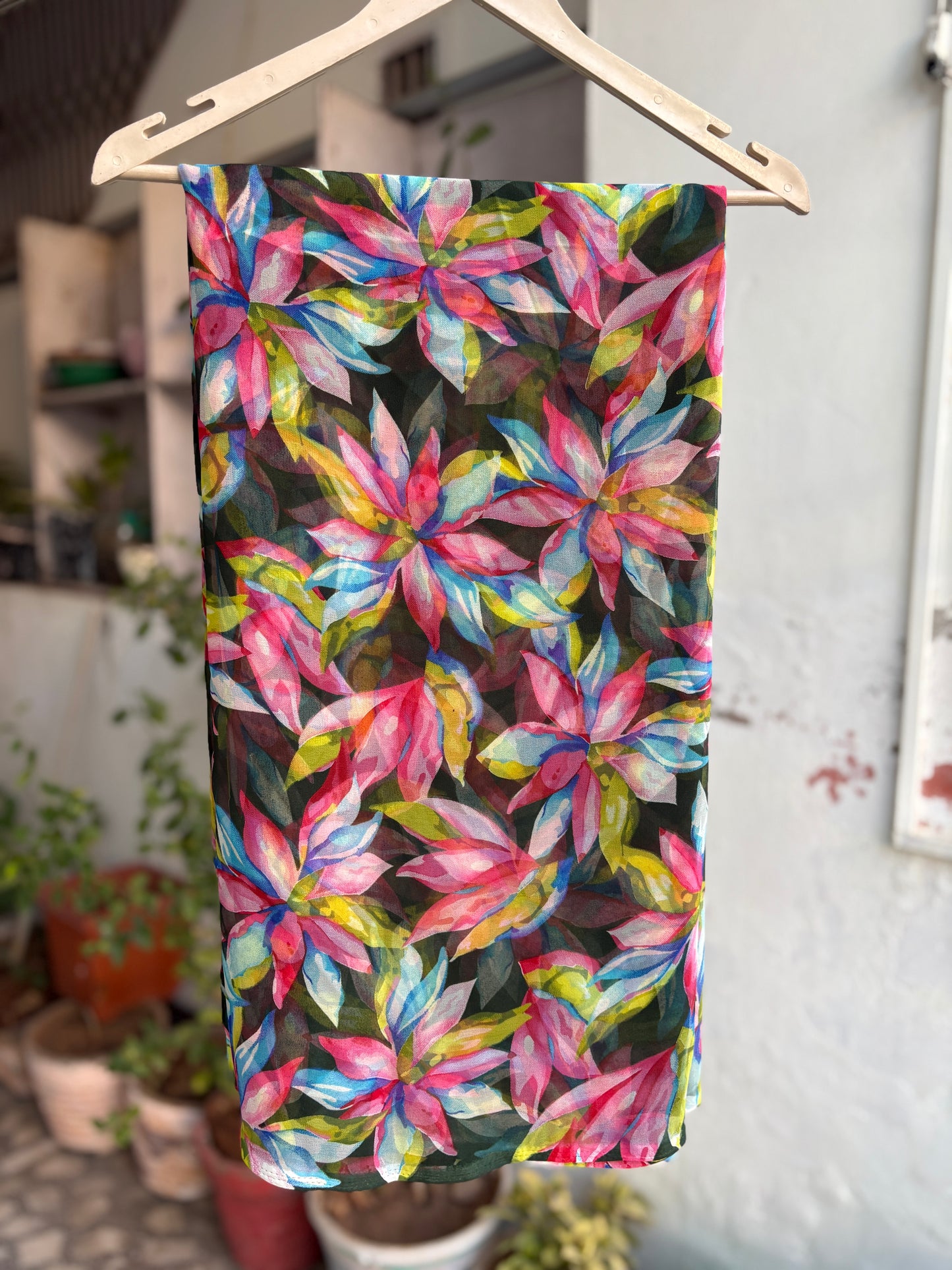 Dark Green multi Flower Print