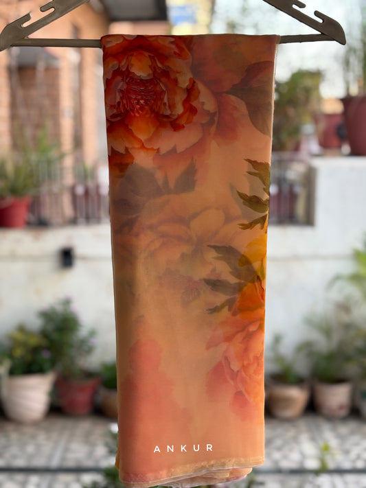 Peach Double Colour Flower Print
