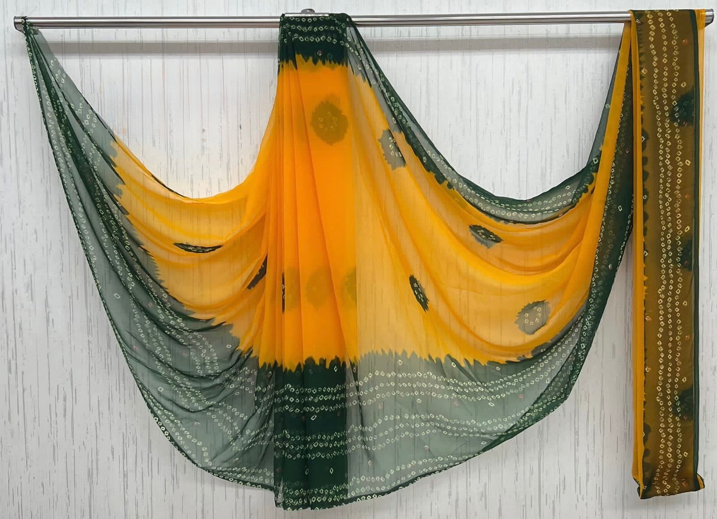 Yellow Green Faganiya Saree