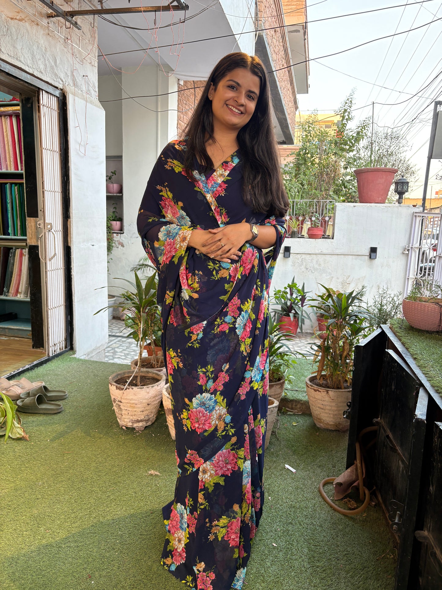 Inky Blue Latika Saree