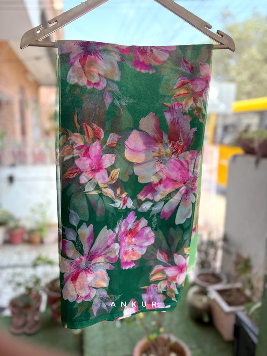 Double shaded Green Flower Print