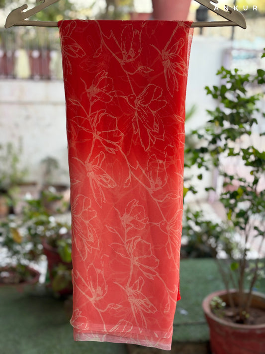 Coral Peach Double Shaded Rajwadi