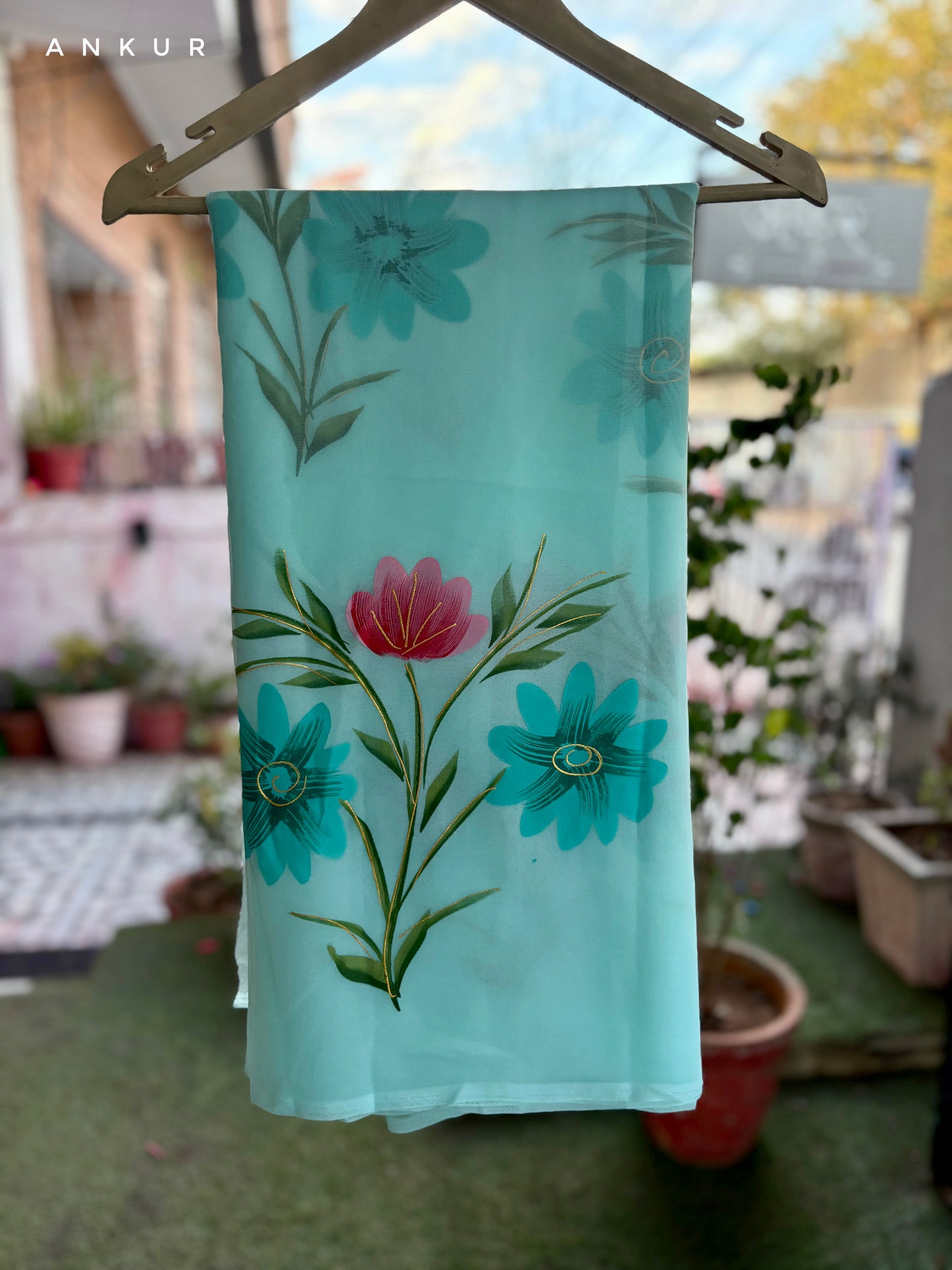 Sea blue Brush Paint Lily
