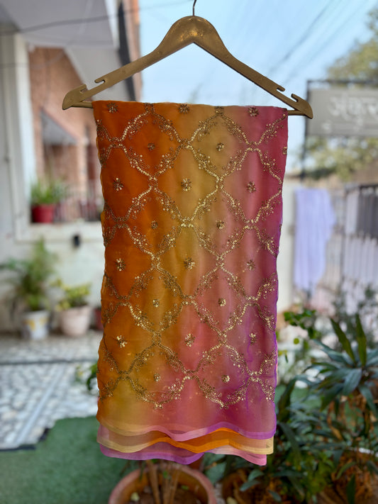 Lavender to Rust Orange Shaded Yamini