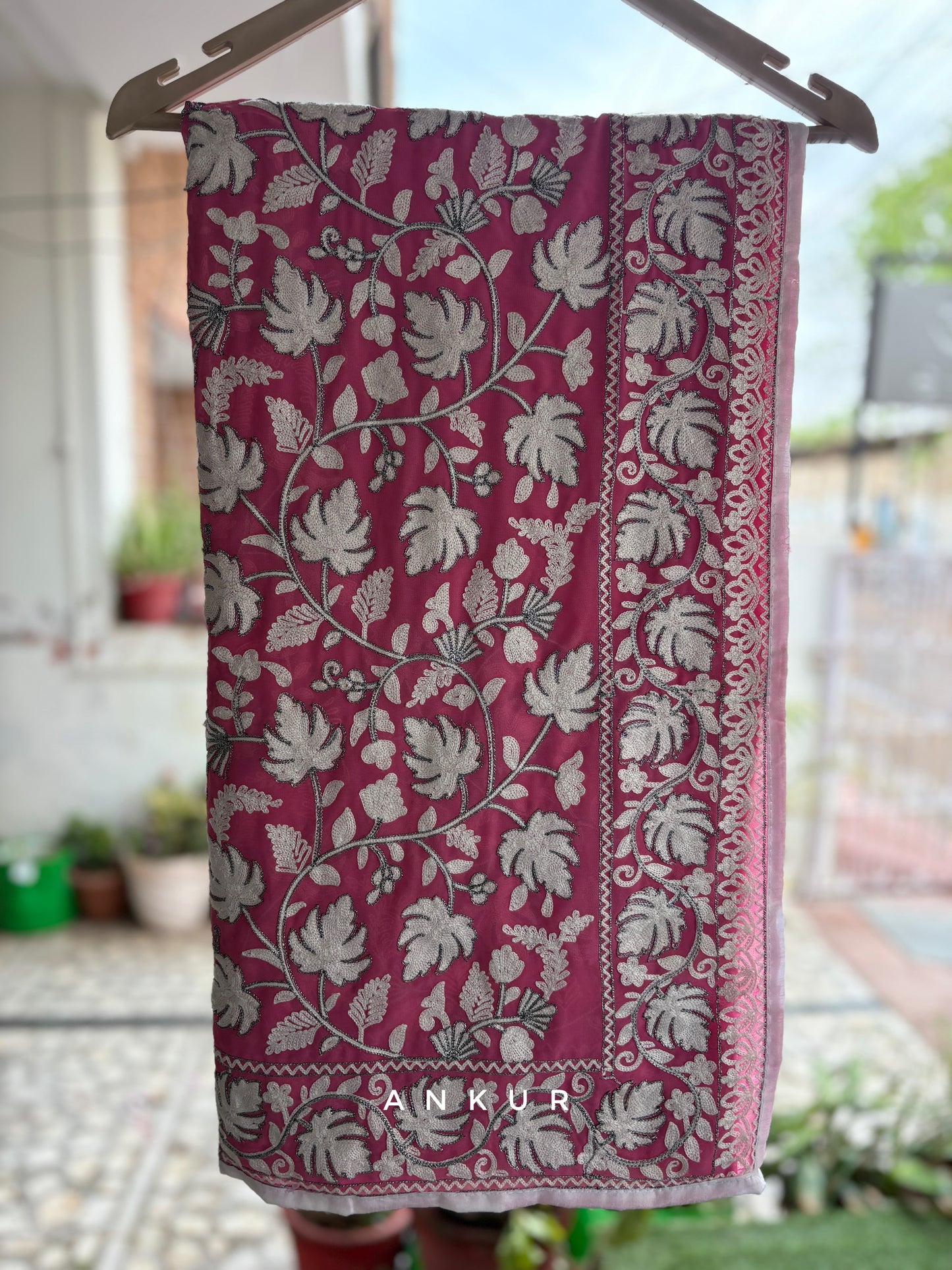 Coral Pink Kashmiri Ari work