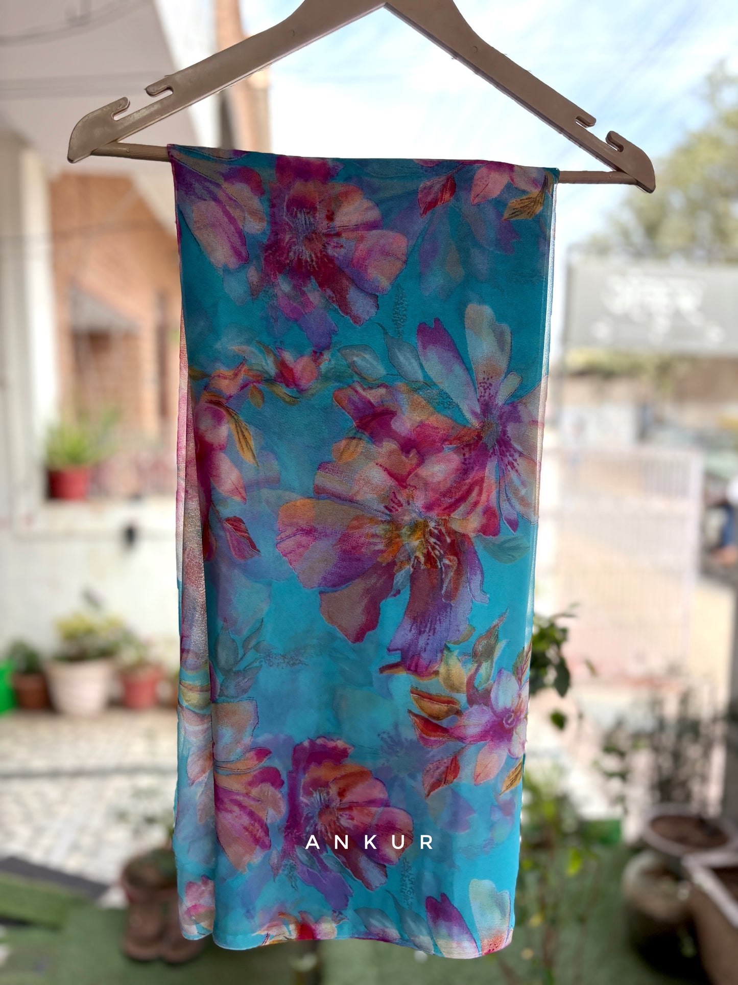 Double shaded Blue Flower Print