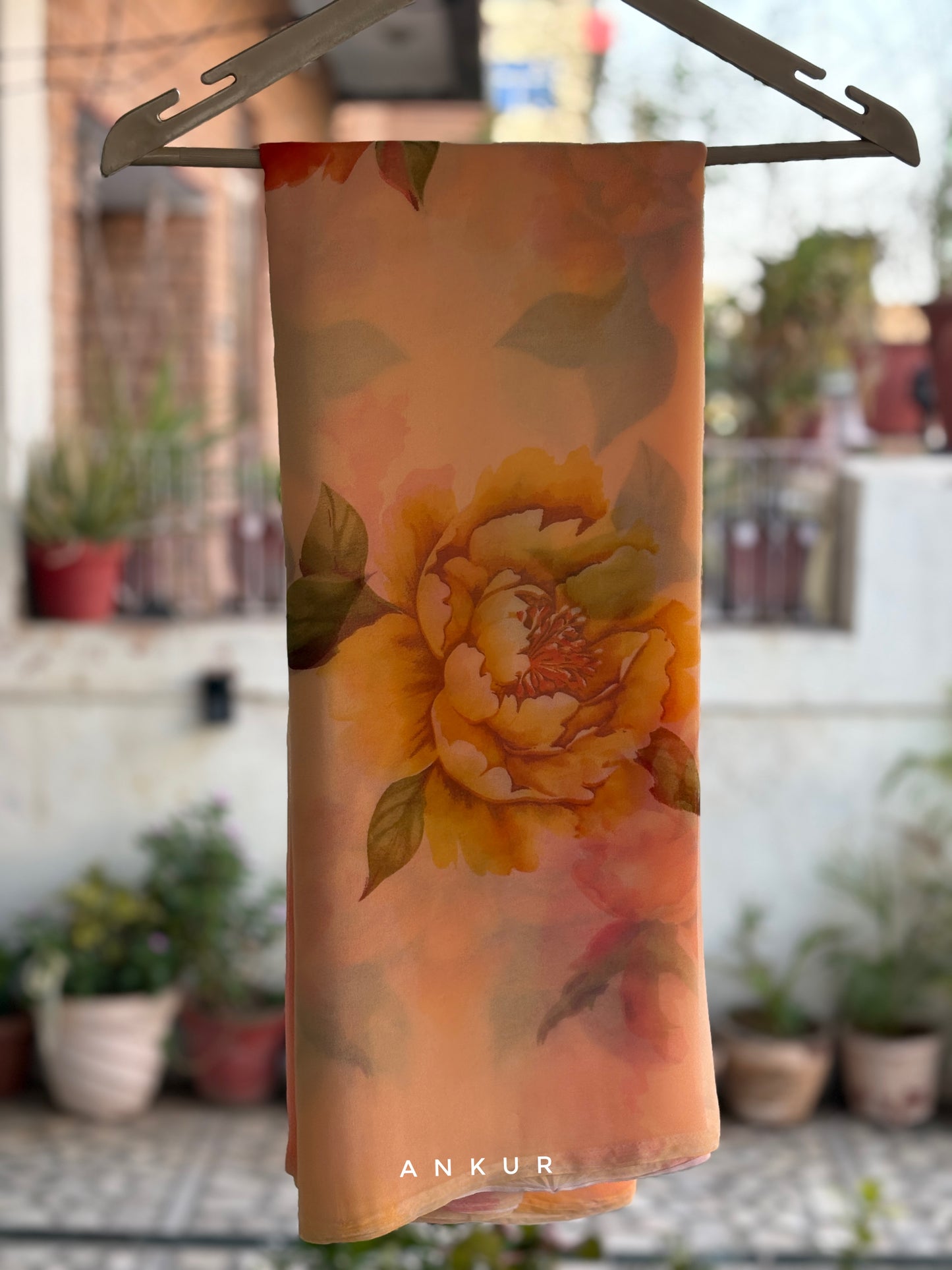 Peach Double Colour Flower Print