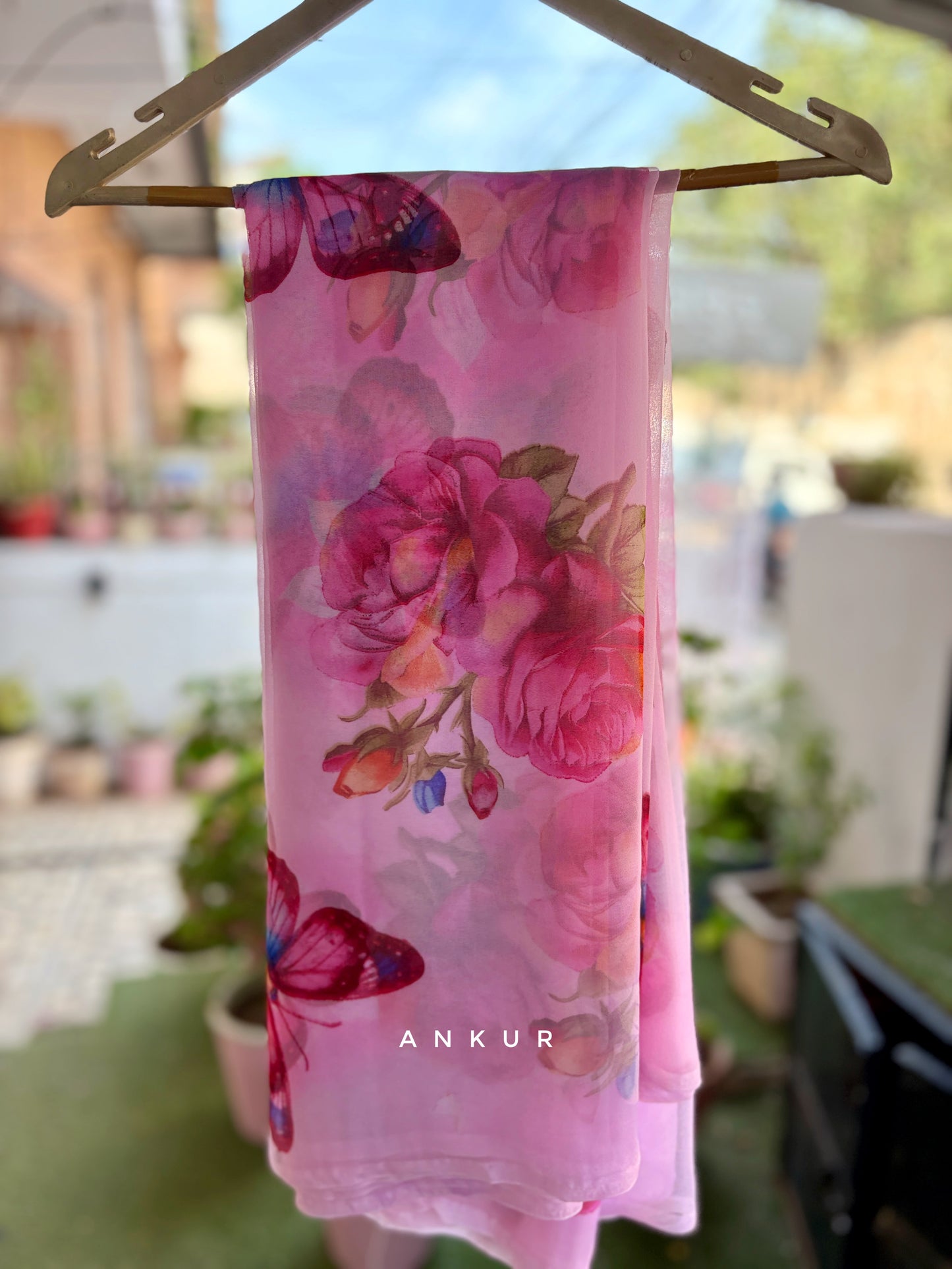 Fresh Pink Butterfly Flower Print