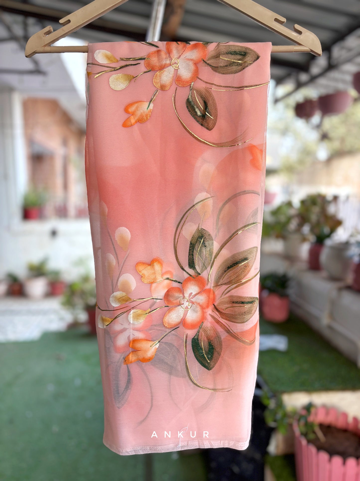 Soft Peach Flower Brush Paint