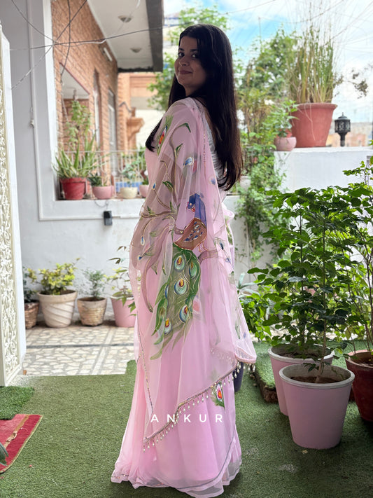 Fresh Pink Peacock Brush Paint