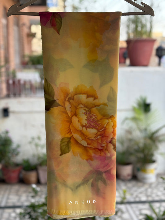 Yellow Double Colour Flower Print