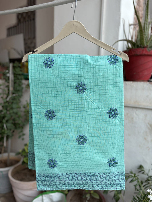 Sea Green Cotton saree