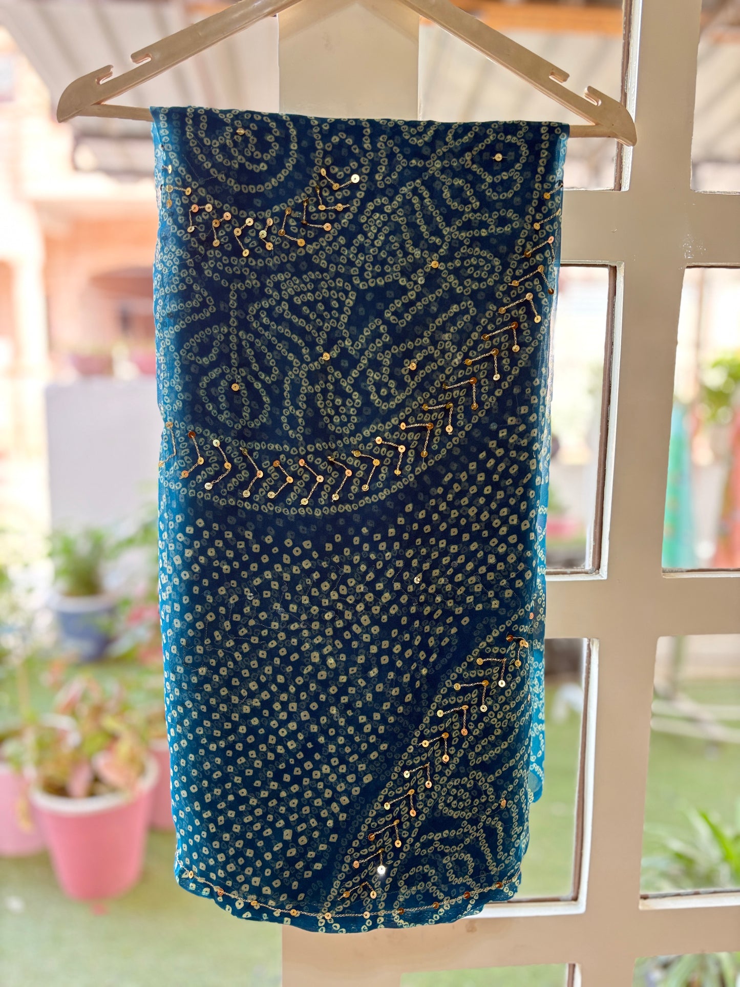 Till blue Bandhani zari work Suhani