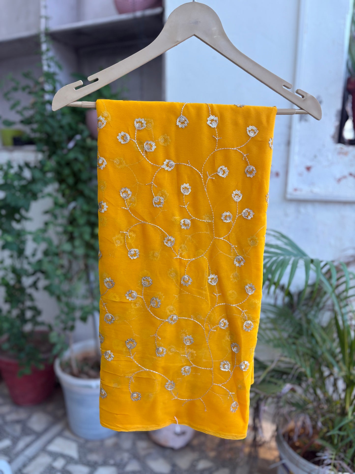 Yellow in zari work Anvi