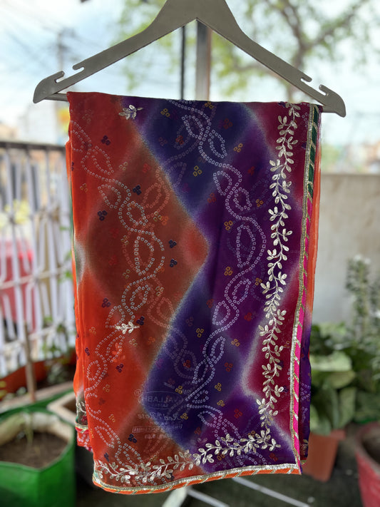 Pita work Bandhani Lehriya