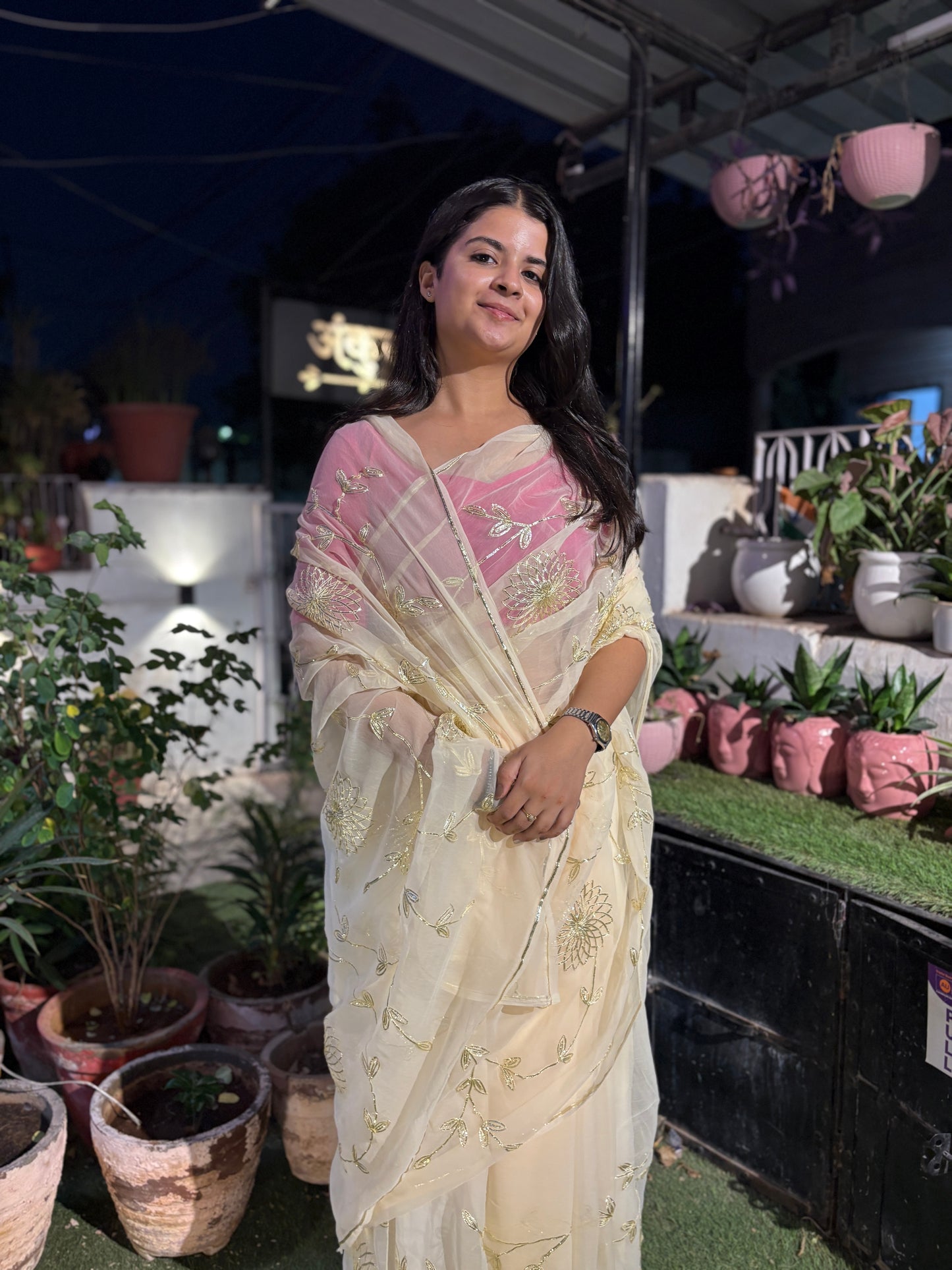 Soft cream in Jaal work Anvi