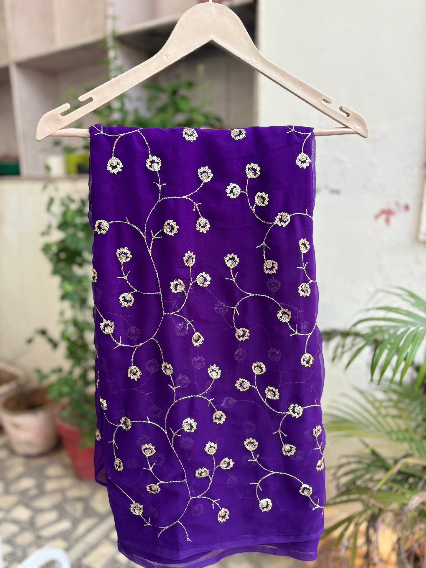 Purple in zari work Anvi
