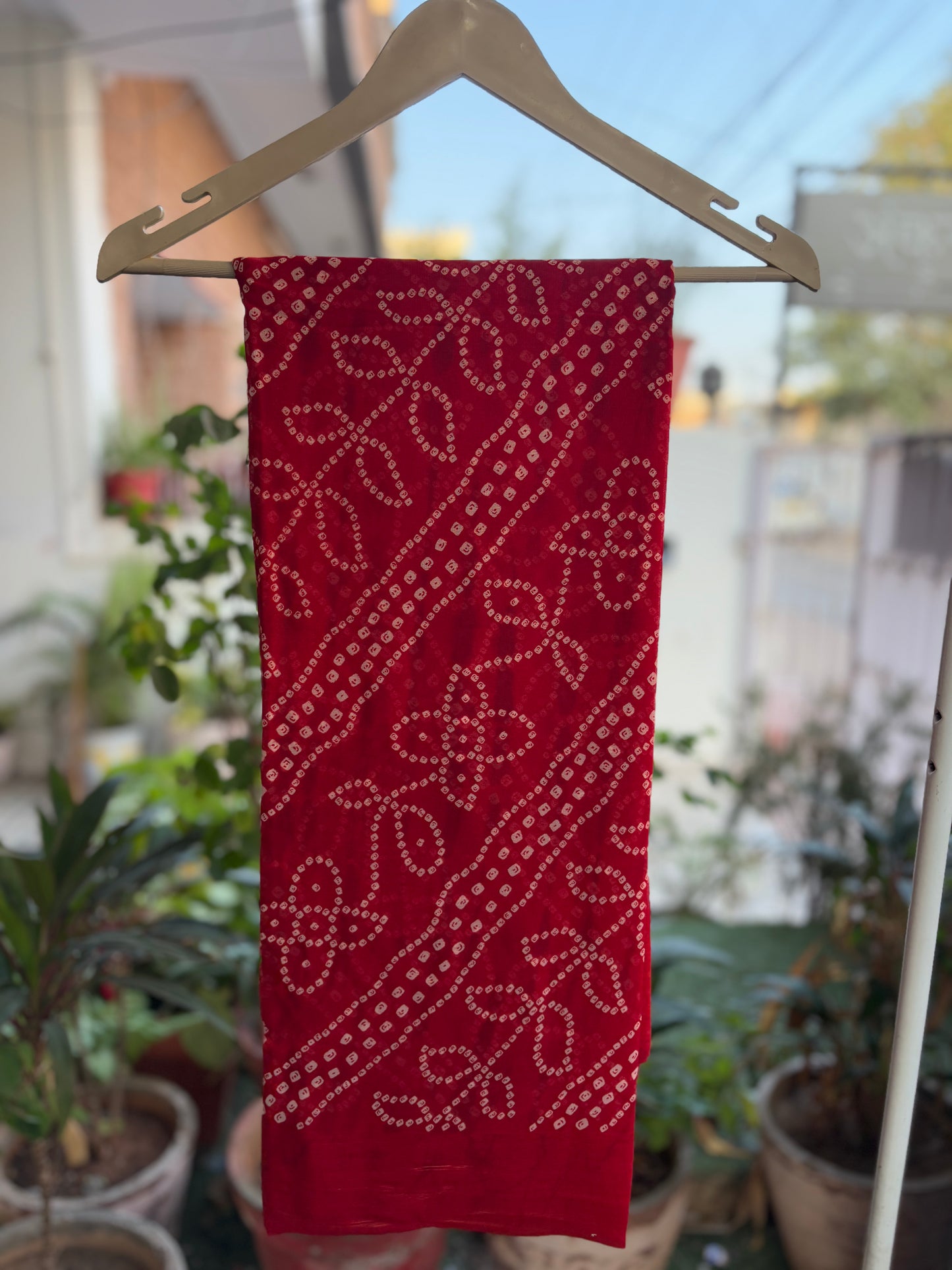 Red Bandhani Saree latika